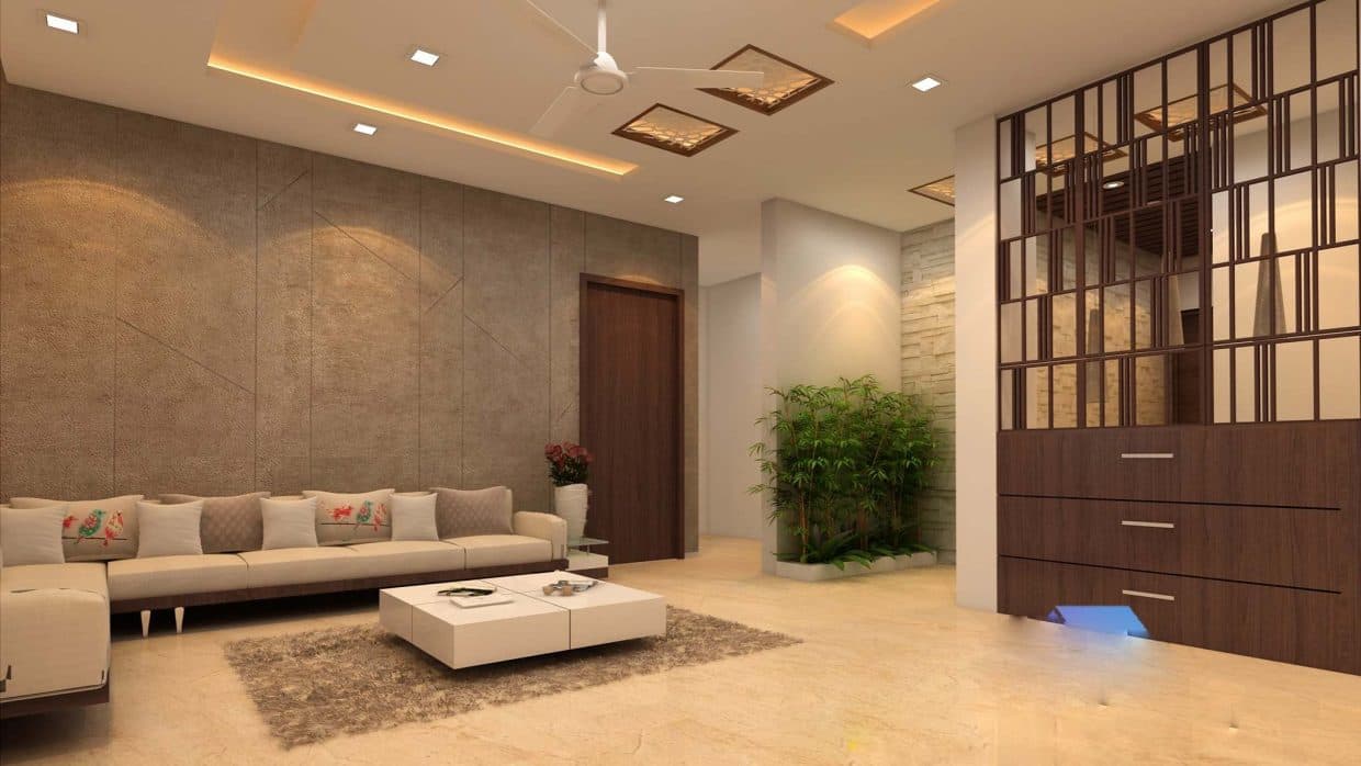 Contemporary-Living-Room-accommodating-L-shaped-Off-white-coloured-Sofa-with-cushions. Design Detail Banner 0