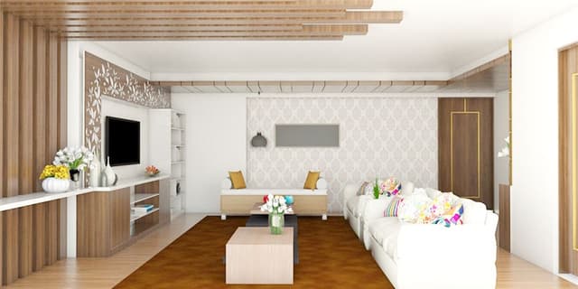 Contemporary-Living-Room-designed-with-Square-Armed-Sofa-Wooden-Coffee-Table-Wall-mounted-T.V.-Unit-with-Linear-Wall-Shelves-1 Swiper Content 0