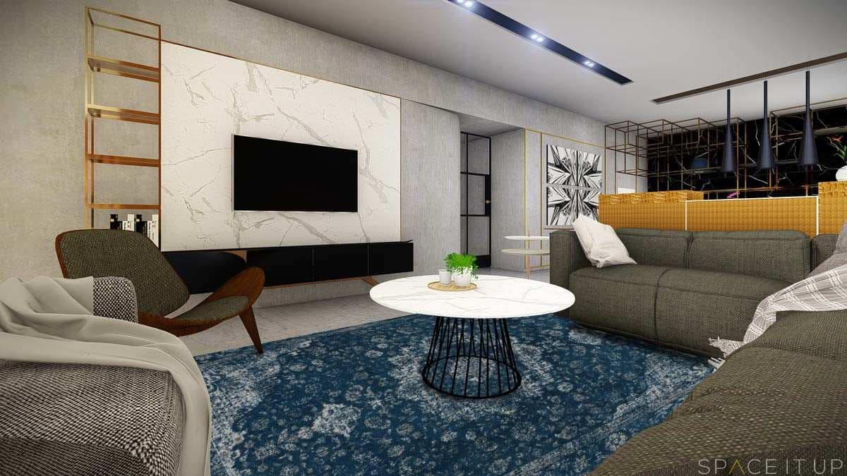 Contemporary-Open-Concept-Living-Dining-Rooms-consists-of-Grey-Sectional-Sofa-Sofa-Chairs-Floor-Lamp-Round-Coffee-Table-with-Marble-top-Metal-Base-2 Design Detail Banner 1
