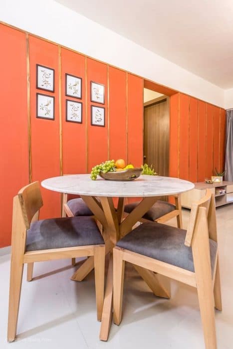 Contemporary-Styled-Dining-Room-comprises-of-4-Seater-Wooden-Circular-Dining-Table-with-White-Marbke-Tabletop-2 Design Detail Banner 1