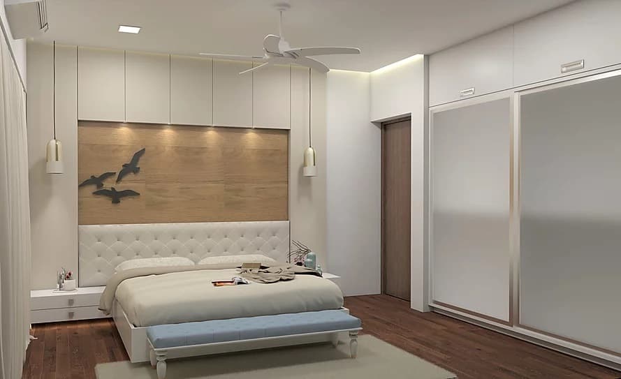 Contemporary-designed-Bedroom-in-White-Theme-incorporating-Wooden-Bed Design Detail Banner 1