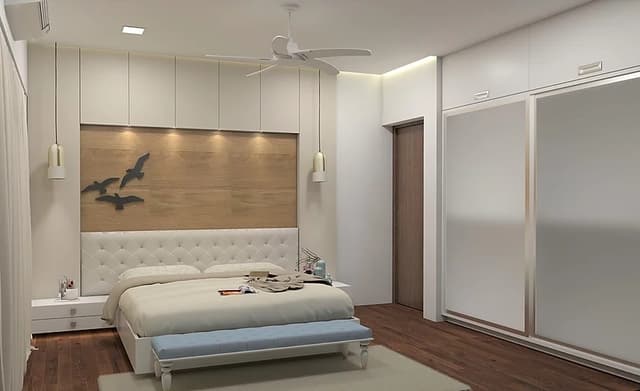 Contemporary-designed-Bedroom-in-White-Theme-incorporating-Wooden-Bed Swiper Content 1