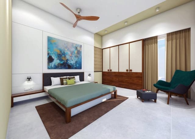 Contemprorary-Bedroom-accommodating-Wooden-Double-Bed Swiper Content 0