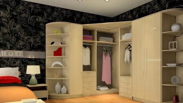 Corner-Wooden-Wardrobe-with-Open-Hanging-Shelves. Swiper Content 0