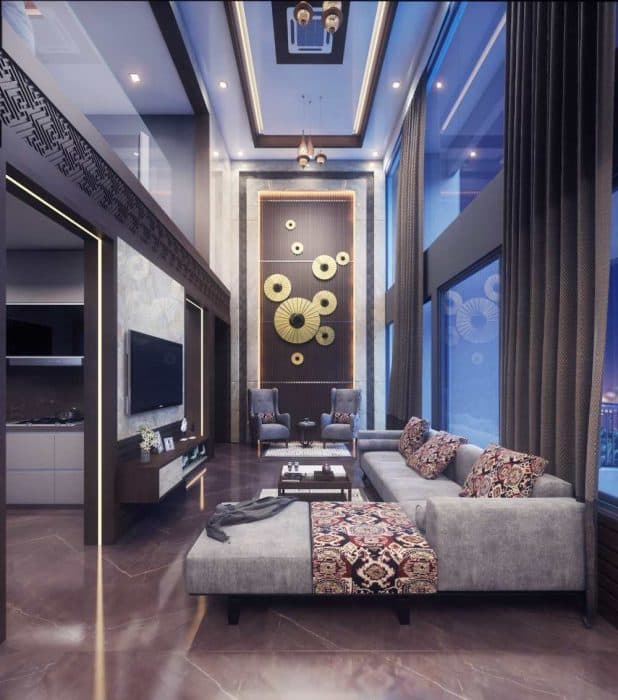 Double-Heighted-Contemporary-Living-Room-designed-with-Right-Arm-Facing-Modern-Sectional-Chaise-Sofa Swiper Content 0