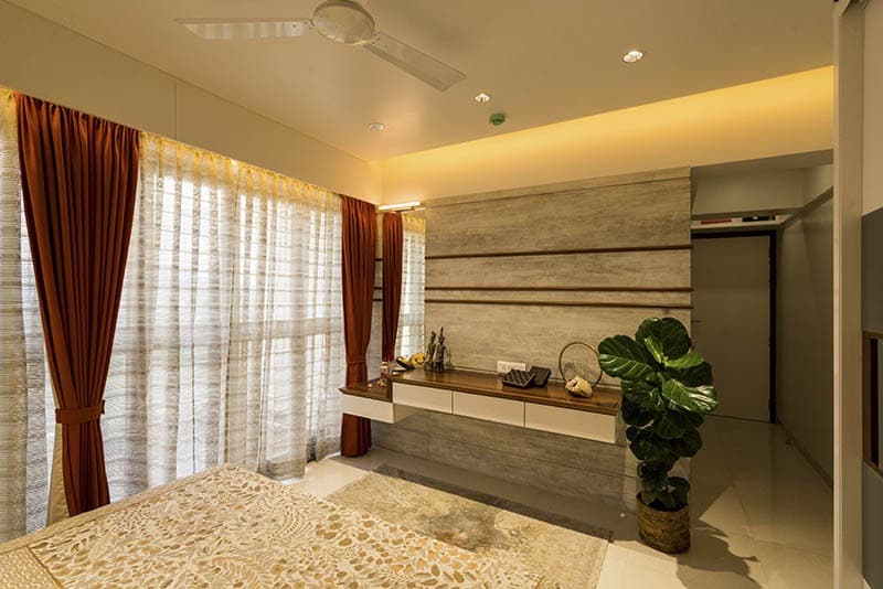 Dressing-Table-cum-Study-Table-in-Bedroom-comprises-of-Wall-Mounted-Wooden-Cabinet. Dressing Table Cum Study Table