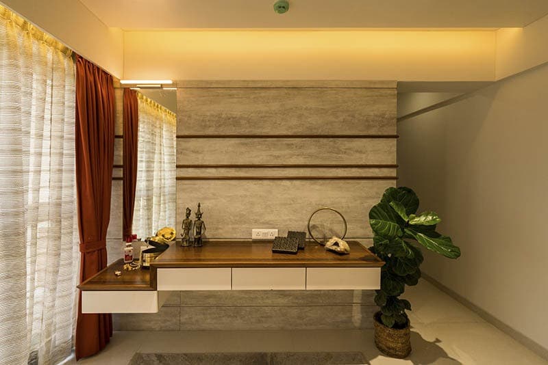 Dressing-Table-cum-Study-Table-in-Bedroom-comprises-of-Wall-Mounted-Wooden-Cabinet Dressing Table Cum Study Table