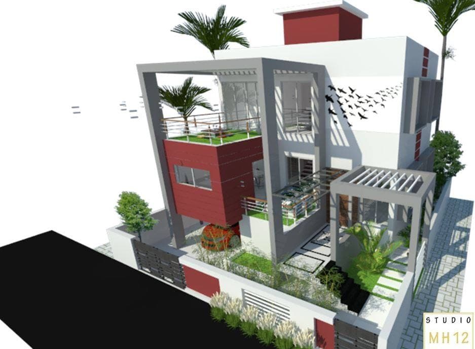 Exterior-View-of-Contemporary-Style-G2-Storey-Rectangular-Layered-Bungalow-with-Parking-on-Ground-Floor-Home-Garden-on-First-Second-Floor-3 Design Detail Banner 2