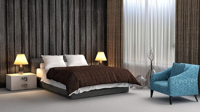 Grey-Themed-Bedroom-accommodating-Grey-Double-Bed-Side-Tables-with-Drawers-having-Stainless-Steel-Handles-Table-Lamps Swiper Content 0