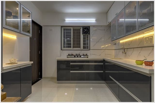 Kitchen-with-L-Shaped-Kitchen-Counter-White-Kitchen-Countertop-Lower-Kitchen-Cabinets-with-Aluminium-Profile-Handles Kitchen with L Shaped Kitchen