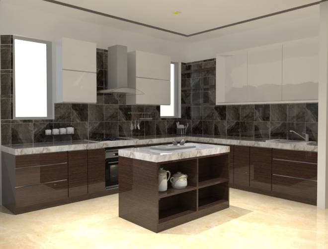 L-Shaped-Kitchen-designed-with-Brown-Coloured-Glossy-Finish Design Detail Banner 0