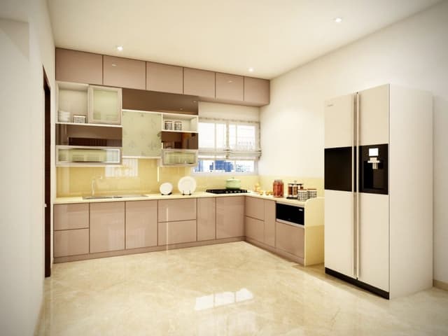 L-Shaped-Modern-Kitchen-incorporating-Glossy-Finish-Base-Cabinets Swiper Content 0