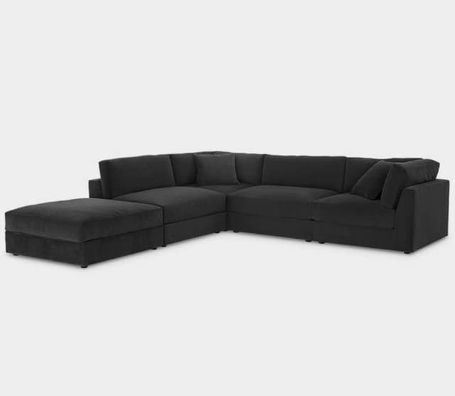 Left-Arm-Facing-Chaise-Modern-Sectional-Sofa-in-Black-Colour Left Arm Facing Chaise Modern Sectional Sofa