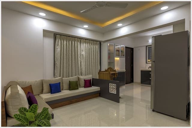 Living-Room-incorporating-Cushioned-Wooden-L-Shaped-Sectional-Sofa-with-Colourful-Cushions-2 Living Room