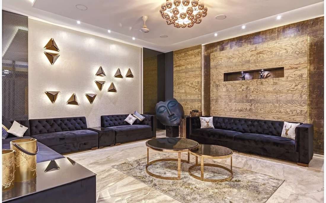 Living-Room-incorporating-Navy-Blue-Shaded-Tufted-Upholstered-Modular-Sofas-Set-with-Attached-Side-Tables Design Detail Banner 0