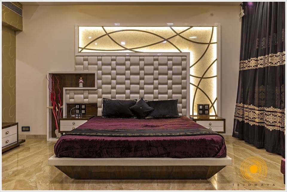 Luxurious-Bedroom-designed-with-Bed-Side-Tables-Textured-Headboard-Box-Wall-Shelves-Cove-Lighting-3 Design Detail Banner 2