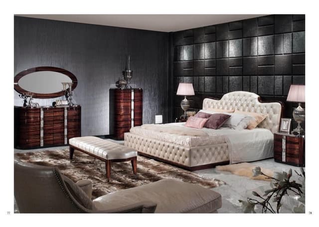 Luxurious-Bedroom-with-Fully-Tufted-Upholstered-Bed-with-Camelback-Headboard-Side-Table-With-Table-Lamps Swiper Content 0