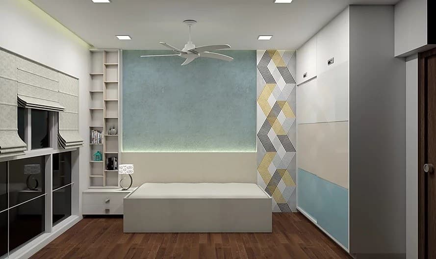 Minimalist-Bedroom-accommodating-White-Coloured-Trundle-Bed-Side-Tables-with-Lamp-on-it.-1 Design Detail Banner 2