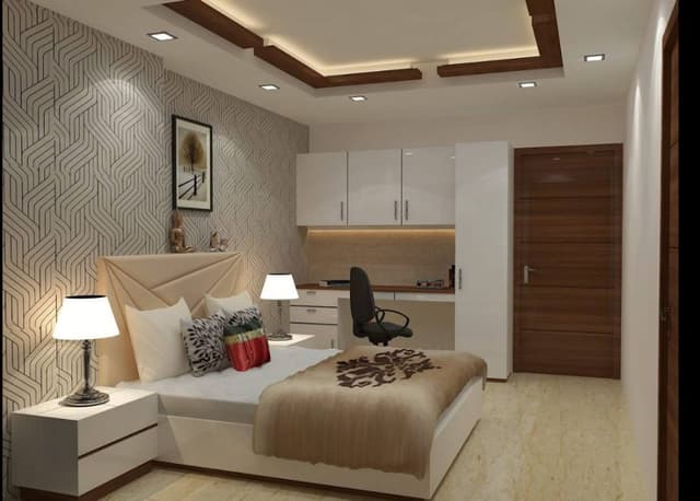 Modern-Bedroom-accommodating-Wooden-Bed Modern Bedroom accommodating Wooden Bed