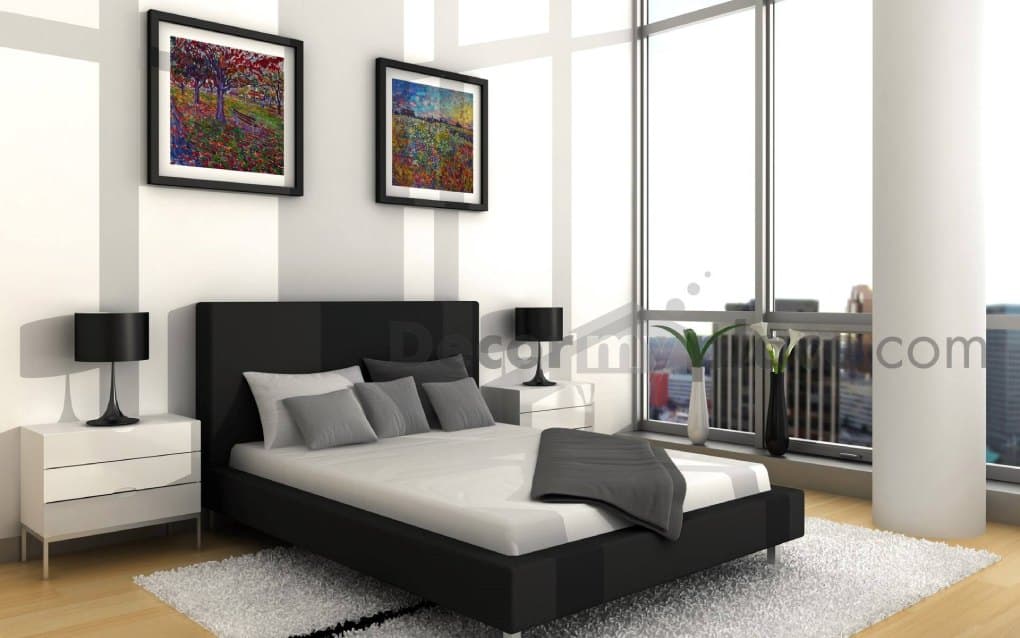 Modern-Bedroom-in-Black-White-them-incorporating-Upholstered-Bed Design Detail Banner 0