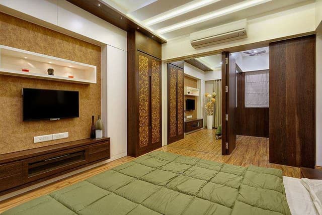 Modern-Bedroom-in-Burnt-Orange-Theme-designed-with-Wooden-Bed-High-Back-Cushioned-Headboard-Wooden-Side-Tables-2 Swiper Content 1