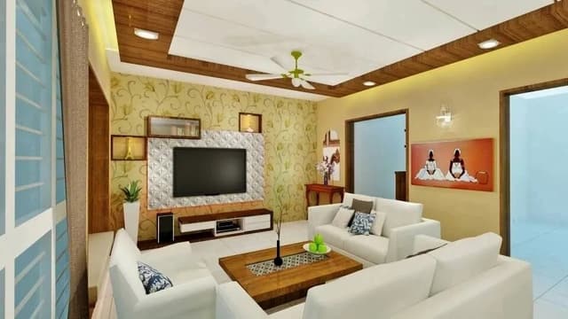 Modern-Living-Room-designed-with-White-Coloured-Sofa-Set-Sofa-Chairs-Wooden-Coffee-Table-2 Swiper Content 1