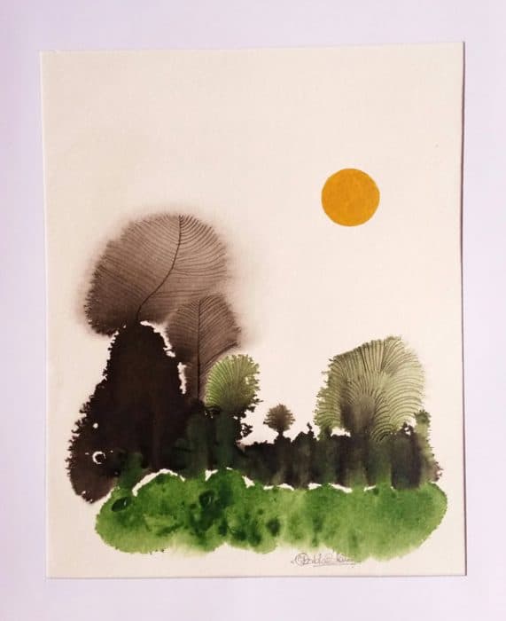 Plants-Bushes-with-Sun-Painting-is-done-on-a-Paper-with-Water-Colour-best-suitable-for-Home-Decor.-Its-Size-is-12-inch-X-16-inch. Swiper Content 0