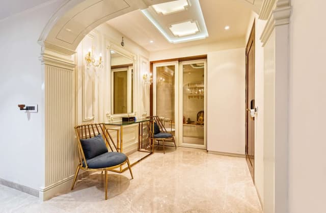 Pooja Room enclosed by 2 Door Sliding Wooden cum Glazed Door Pooja Room enclosed by 2 Door Sliding Wooden cum Glazed Door