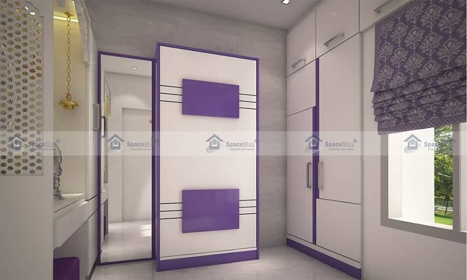 Small-Bedroom-in-White-Purple-Theme Design Detail Banner 1