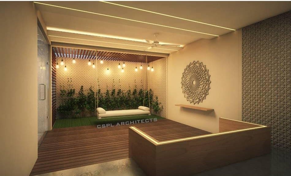 Swing-hung-on-a-Metal-String-Artifical-Turf-behing-the-Swing-Wall-Creepers-highlighted-by-Hanging-Pendant-Lights. Design Detail Banner 0