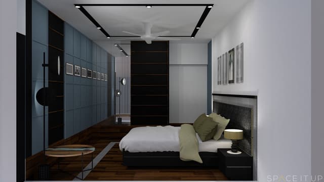 The-Bedroom-has-a-Combination-of-Brown-White-Pale-Blue. Bedroom has a Combination of Brown, White & Pale Blue