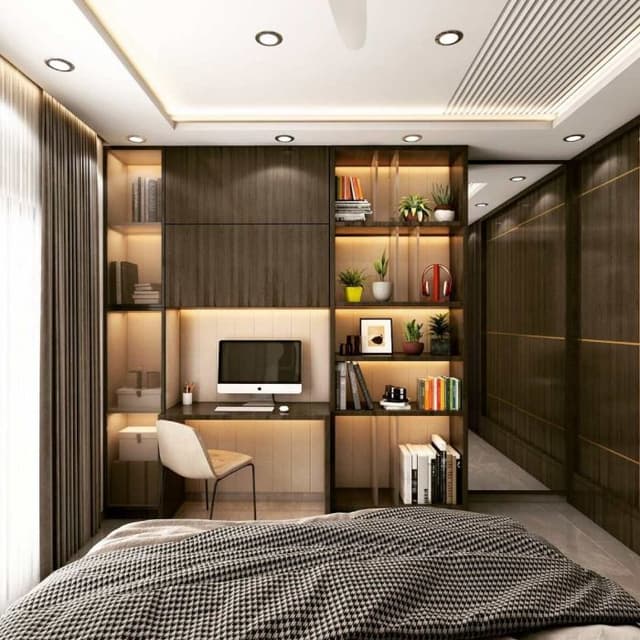 The-Bedroom-has-a-Combination-of-Grey-Beige-Brown-Consists-of-a-Single-Bed Swiper Content 1