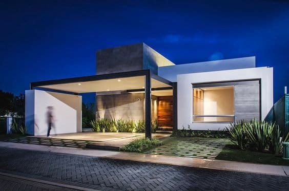 The-Exterior-of-this-Contemporary-One-Storey-Bungalow-is-the-Combination-of-Covered-Semi-Covered-Cuboids. Swiper Content 0