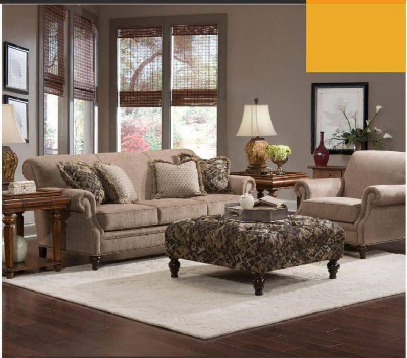 The-Lawsons-Style-Sofa-with-Upholstered-Printed-Center-Table-Wooden-Side-Tables-with-Artifacts. Design Detail Banner 0