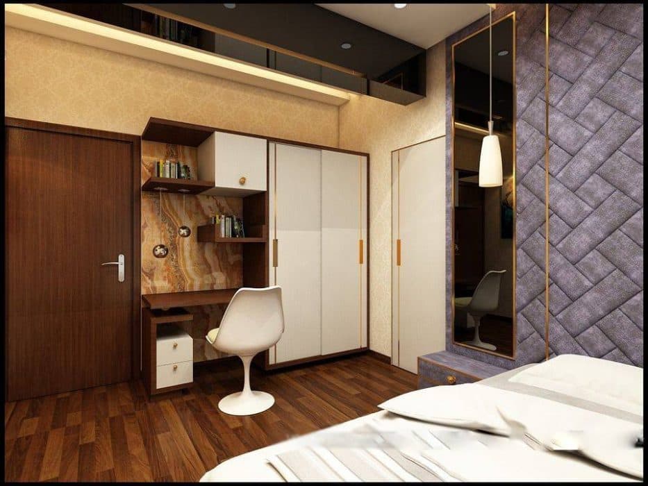 The-Modern-Bedroom-with-Wooden-Flooring-Box-Bed-with-Wall-Mounted-attached-Side-Tables-incl.-high-Mirrors-on-both-sides-High-Headboard-with-Padded-Tiles-3 Design Detail Banner 2