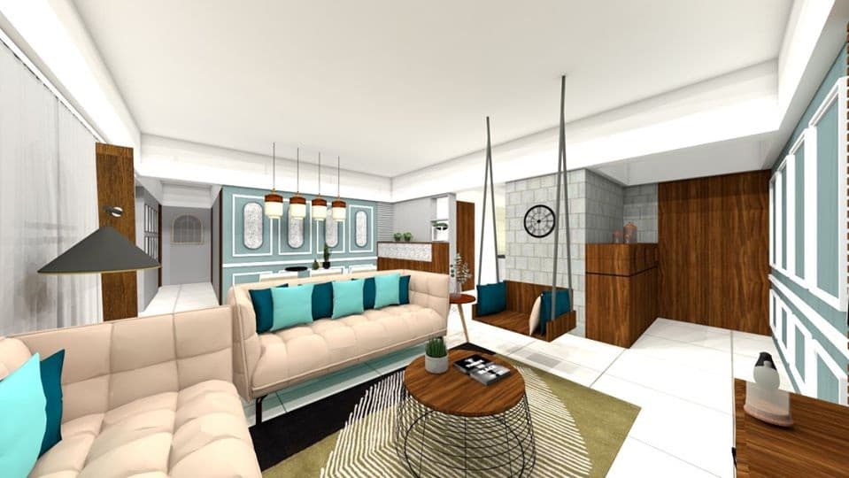 This-Contemporary-Style-Living-Room-consists-of-Pale-Peach-Colour-Puffed-Seating-Style-Sofa-with-Metal-Legs.-1 This Contemporary Style Living Room