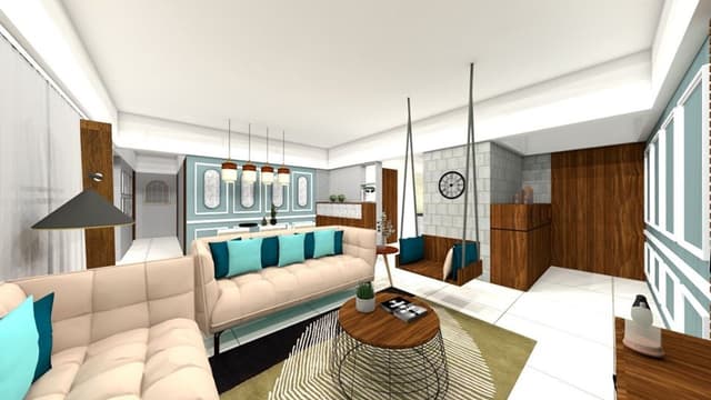 This-Contemporary-Style-Living-Room-consists-of-Pale-Peach-Colour-Puffed-Seating-Style-Sofa-with-Metal-Legs.-1 This Contemporary Style Living Room