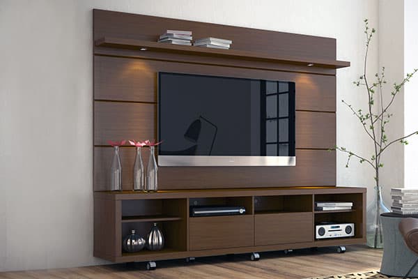 This-Dark-Brown-Wall-Mounted-Wooden-T.V.-Unit-is-Simple-Functional-as-well. Swiper Content 0