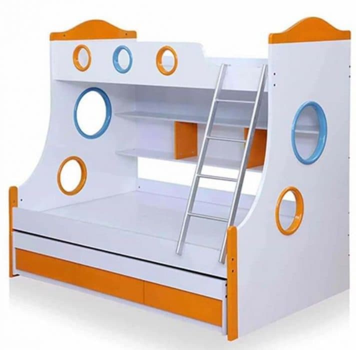 This-White-Coloured-Wooden-Bunk-Bed-for-Kids-is-looking-Attractive-with-the-Play-of-Orange-Sky-Blue.-2 Design Detail Banner 1