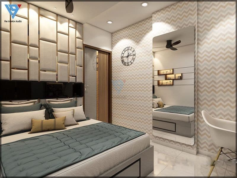 White-Bedroom-having-a-Grey-Laminated-Bed. Design Detail Banner 0