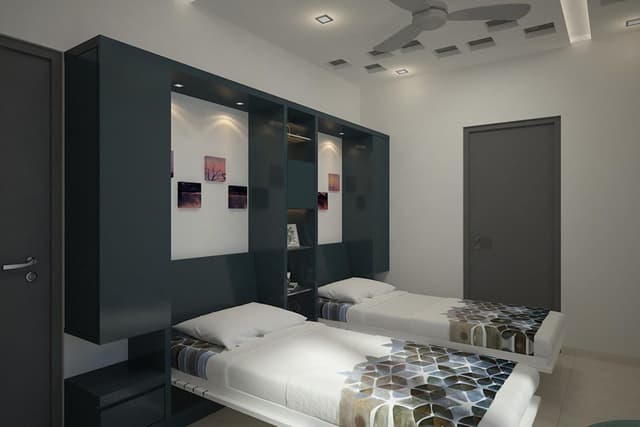 White-Bottle-Green-Coloured-Bedroom. Swiper Content 0