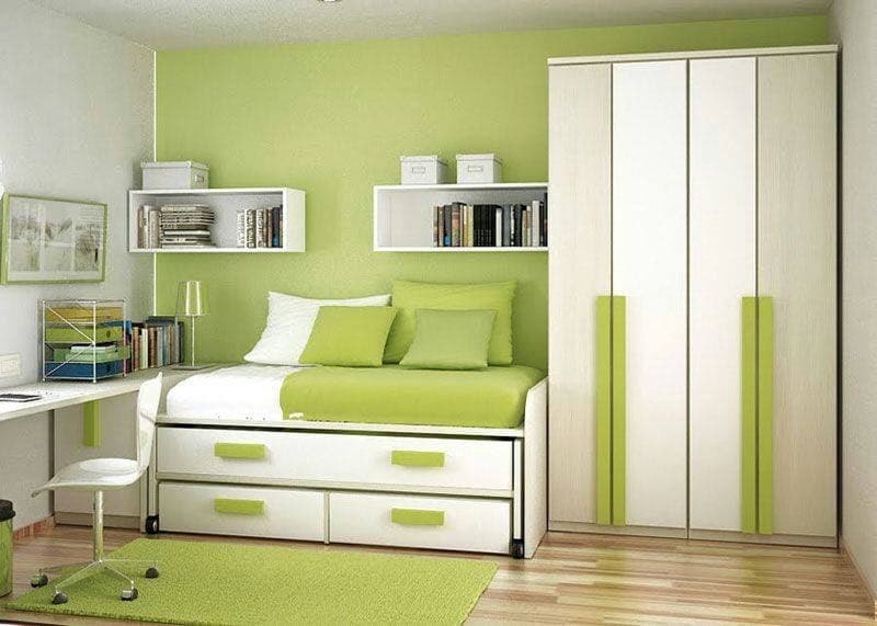 White-Green-Themed-Teenagers-Bedroom-designed-with-Wooden-Single-Bed Design Detail Banner 0