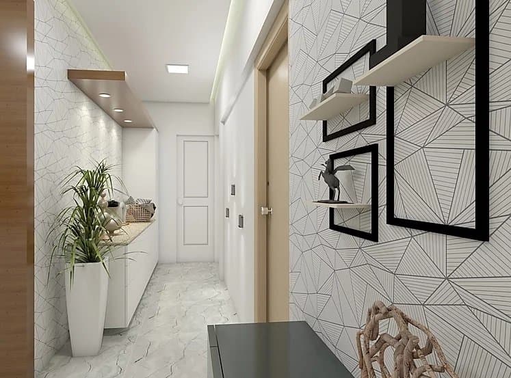 White-Themed-Entrance-Foyer-accommodating-White-Coloured-Wooden-Storage-Cabinet Verandah Patio Foyer