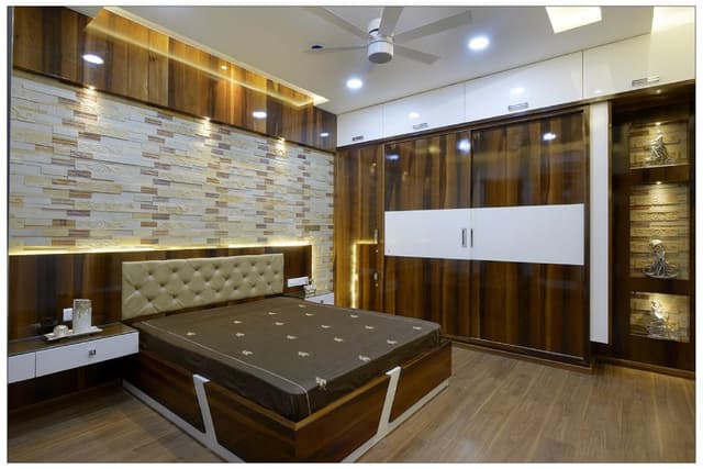 Wooden-Themed-Bedroom-incorporating-Wooden-Bed-Button-Tufted-Headboard Swiper Content 0