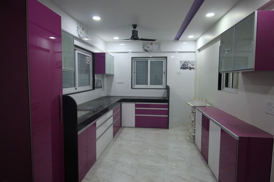 White & Purple Theme Modular Kitchen – 1 White & Purple Theme Modular Kitchen
