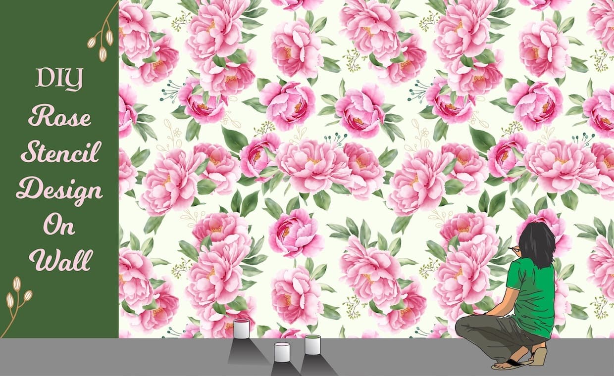 DIY Rose Stencil Design Wall DIY Rose Stencil Design Wall