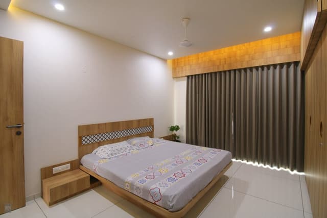 Minimalistic bedroom In shades of white, grey and hints of wood Minimalistic bedroom In shades of white, grey and hints of wood