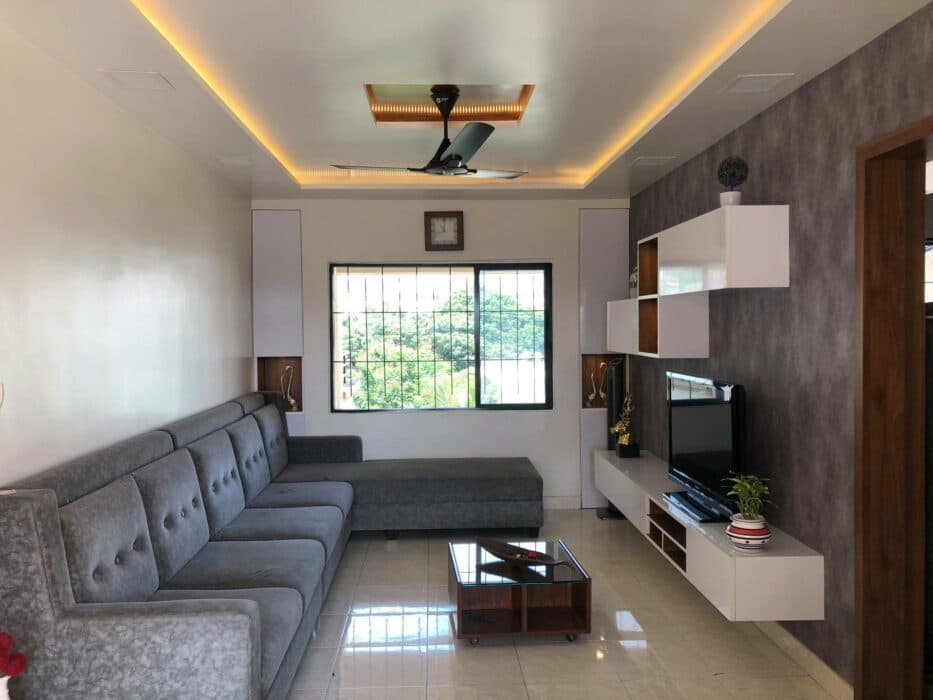 A compact modern living room A compact modern living room