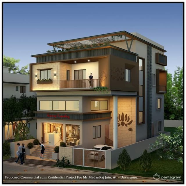 A mixed-use four-storey complex with commercial spaces A mixed-use four-storey complex with commercial spaces