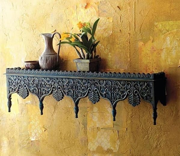 A wall-hung floating shelf A wall-hung floating shelf